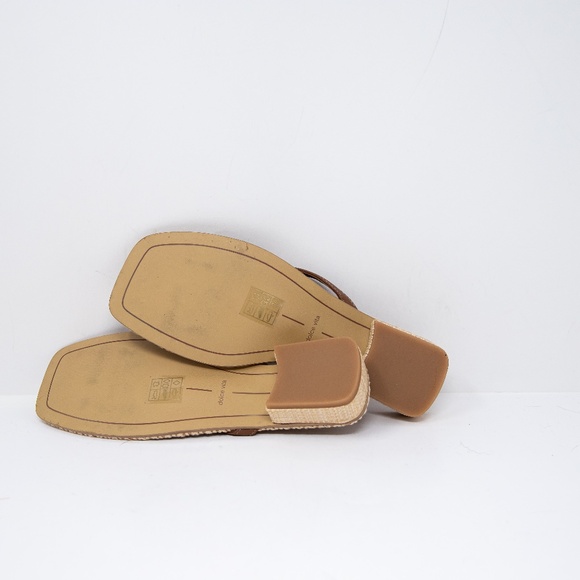 NEW Dolce Vita Barty Square Toe Block Heel Flip Flops Sandals Shoes Cognac Brown - Picture 4 of 4